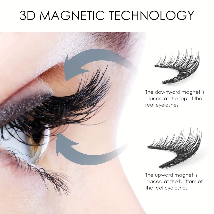 Magnetisches Wimpern Kit, 8 Stück, Schwarz, Natürlich, Unisex - Bild 2