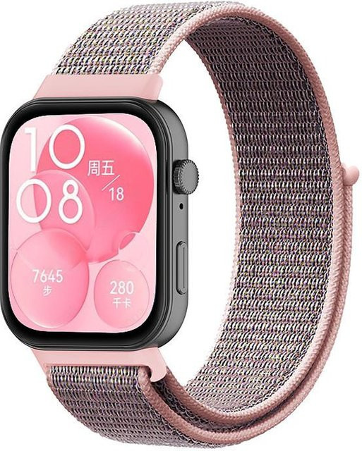 Armband für HUAWEI WATCH FIT 3, Nylon Loop, rosa, Unisex - Bild 1