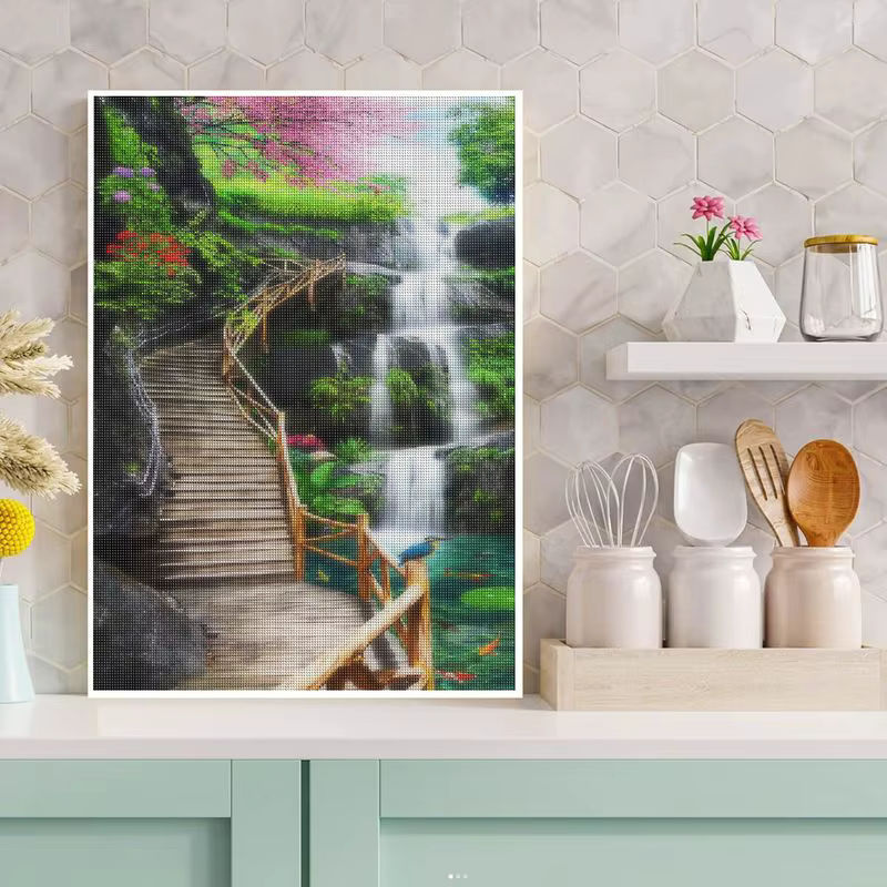 Sdoyuno 5D Diamantmalerei Landschaft Wasserfall als Diamond Painting Set in Multicolor mit Vollbohrtechnik und quadratischen Steinen - Bild 3