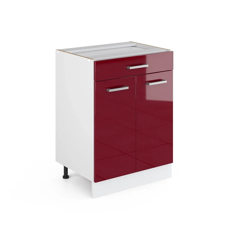 Vicco Küchenunterschrank R-Line Bordeaux Hochglanz Weiß mit Schubladen B: 60 cm, H: 81,6 cm, T: 46 cm - Bild 2