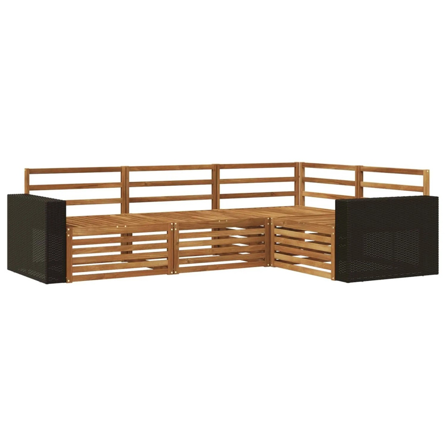 vidaXL Outdoor-Sofagarnitur aus Akazienholz in L-Form, 4-teiliges Set, Braun, B: 255,5 cm, T: 176,5 cm, H: 73 cm - Bild 2