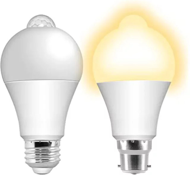Intelligente LED-Glühbirne mit PIR-Bewegungsmelder und Dämmerungssensor, E27, 12 W, Warmweiß, Farbe: Weiß - Bild 1