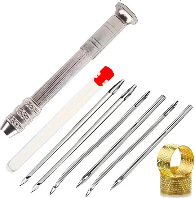 Sechsteiliges Leder-Nähnadelset aus Metall in Silber für Leder und Canvas-Zelte - Bild 1