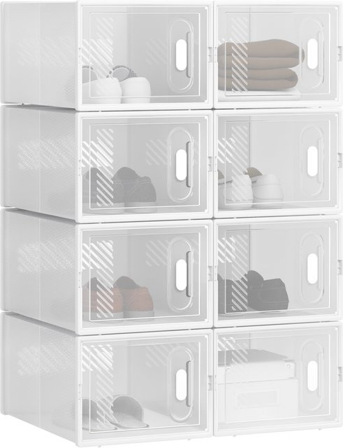 WOLTU Staubdichte Schuh-Organizer aus Kunststoff, transparente Aufbewahrungsboxen mit Deckel, stapelbar und faltbar - Bild 1