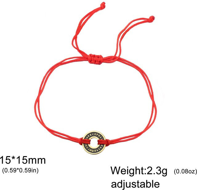 Armband Nordische Runen, Runder Anhänger, Edelstahl, Rot, Unisex - Bild 1