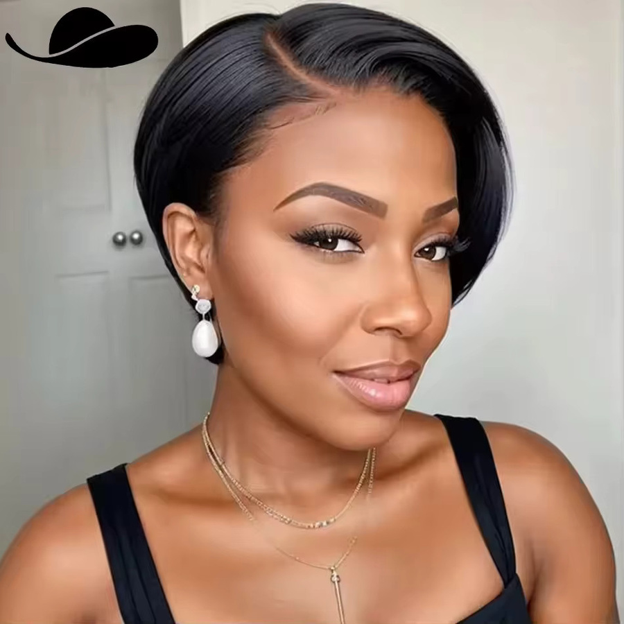 OYM HAIR Pixie-Schnitt Perücke, 100 % Echthaar, Schwarz, Damen - Bild 2