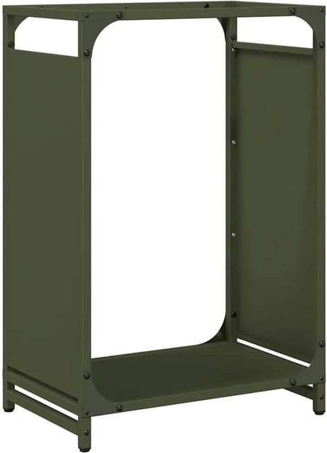 vidaXL Brennholzregal aus kaltgewalztem Stahl in Olivgrün, B/T/H: 44 x 28 x 65 cm - Bild 1