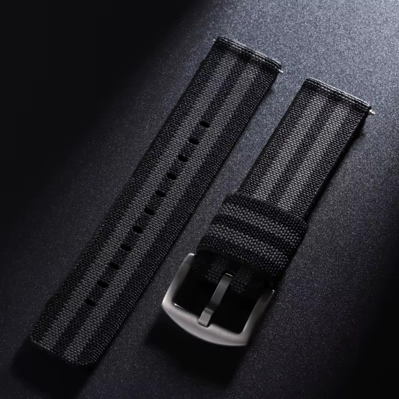 asukaband Uhrenarmband Nylon, Schwarz, Roségold Schnalle - Bild 3