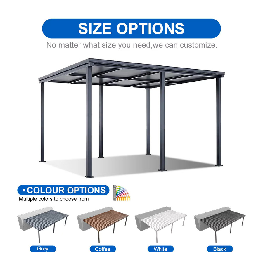 SUNTO Outdoor Pergola Dach Markise aus Aluminium für Balkon und Terrasse, wandmontiert, Farben: Anthrazit und Braun - Bild 2