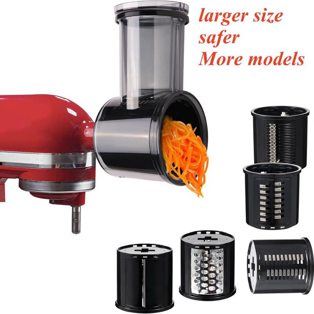 KitchenAid Slicer Shredder Aufsatz in Schwarz mit 5 Klingen als Käsereibe und Gemüseschneider für deinen Küchenmaschinen-Mixer - Bild 1