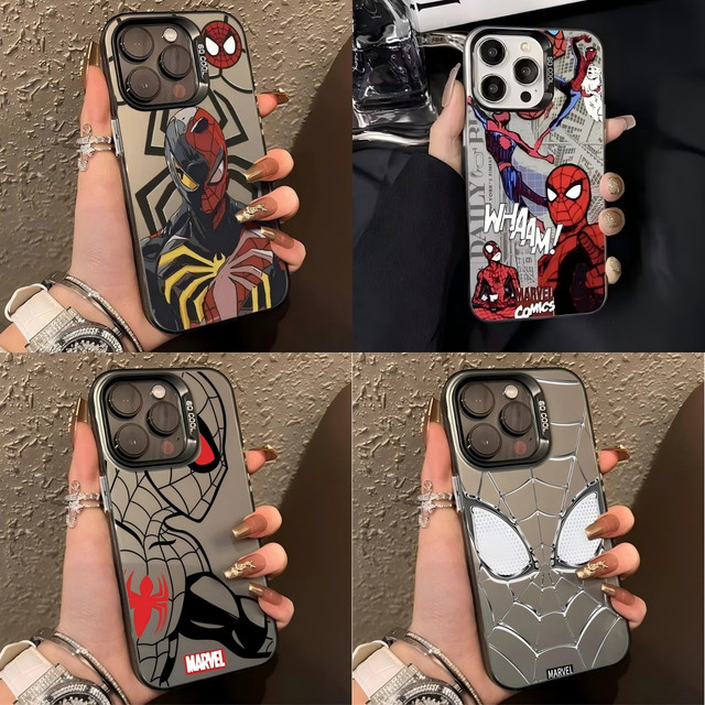 Hasbro Marvel Spider-Man Augen Handyhülle für iPhone 17 16 15 14 13 12 11 Pro Max Air Plus Multicolor Sturzsichere matte Schutzhülle - Bild 1