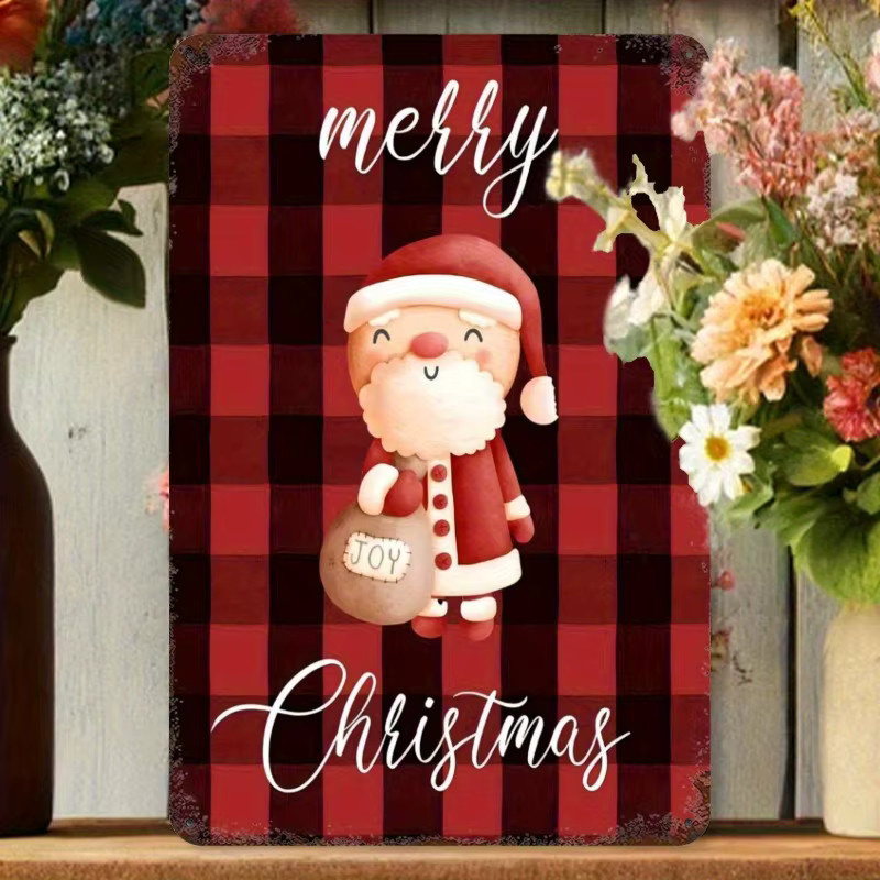 Potdemiel Retro-Weihnachtsblechschild aus Metall als Wandkunst im Vintage-Stil, B/H: 30 x 20 cm - Bild 3