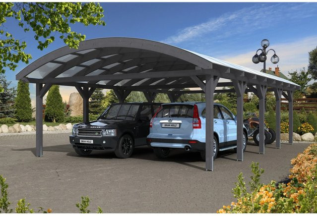 Skan Holz Bogendach-Carport Franken in Schiefergrau, B/T: 635 x 969 cm, Firsthöhe: 325 cm - Bild 1