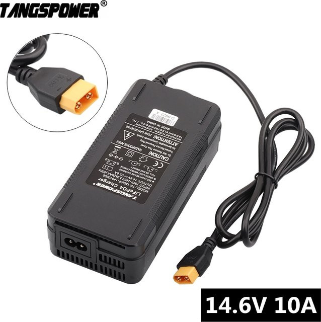 TANGSPOWER LiFePO4 Ladegerät 14,6 V 10A für 4S 12V Lithium-Eisenphosphat Akkus mit XT60 Stecker, Schwarz - Bild 1