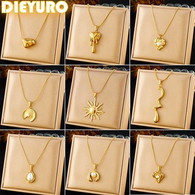 DIEYURO Halskette Edelstahl, Gold, Perle, Damen - Bild 1
