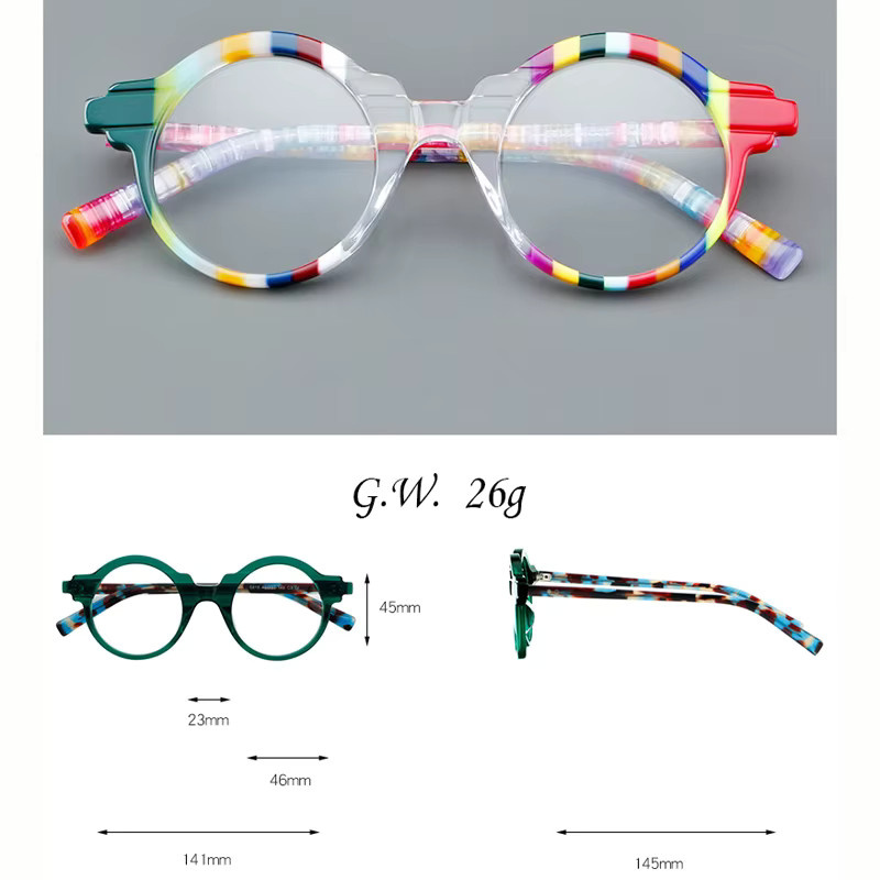 Vcka Korrektionsbrille, Acetat, Rund, Vollrand, Multicolour, Unisex - Bild 2
