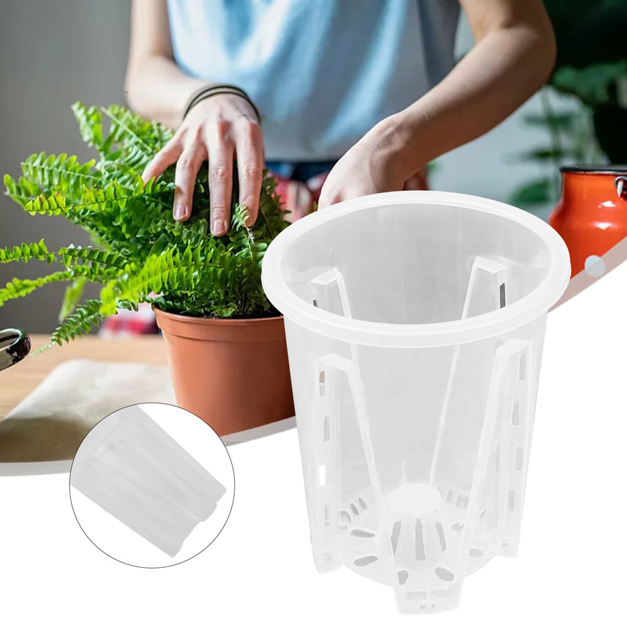 Vibratite Transparenter Kunststoff Orchideen Topf mit Löchern für Sukkulenten und Zimmerpflanzen, Durchmesser: 10 cm - Bild 2