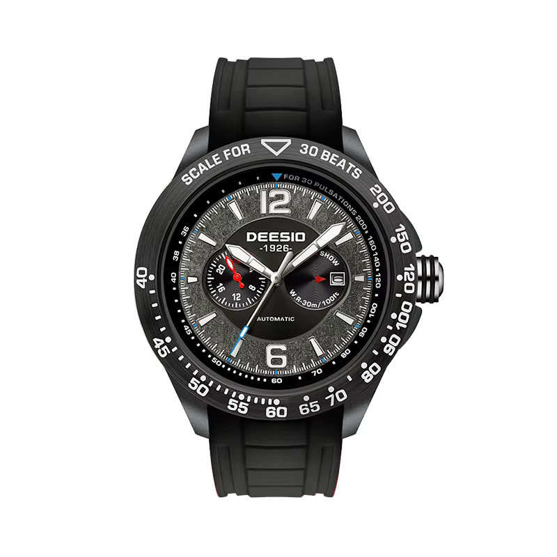 Deesio Armbanduhr Herren, Automatik, Kohlefaser, Silikon, Schwarz - Bild 5
