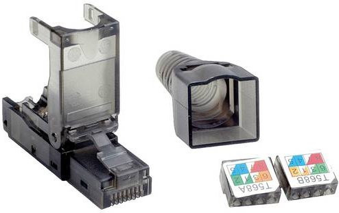 VALUE feldkonfektionierbarer RJ-45 Stecker Kat.6 Class E UTP Ethernet LAN in Schwarz und Transparent - Bild 1