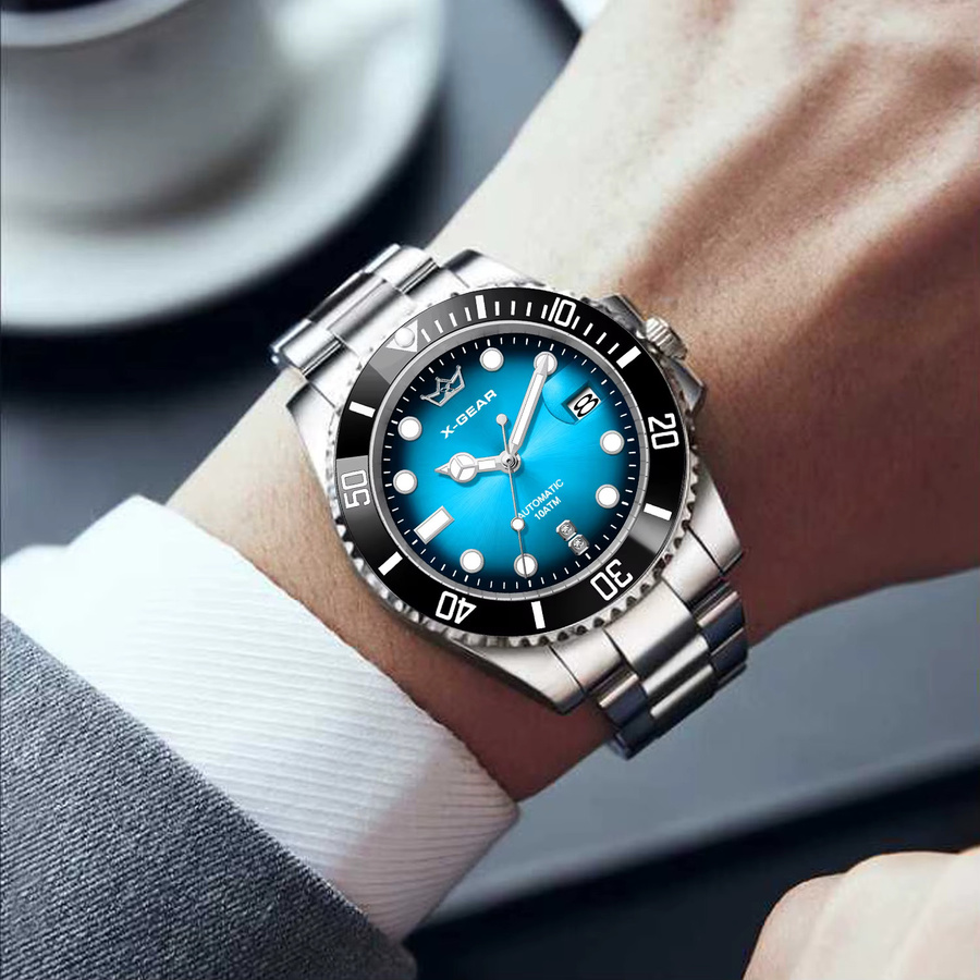 X-GEAR Armbanduhr Automatik, Edelstahl, Blau, Herren - Bild 5