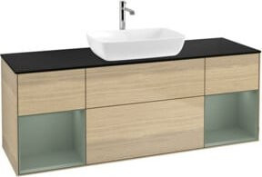 V&B Waschtischunterschrank Finion mit Wandbeleuchtung in Eiche lackiert, Breite: 160 cm - Bild 1