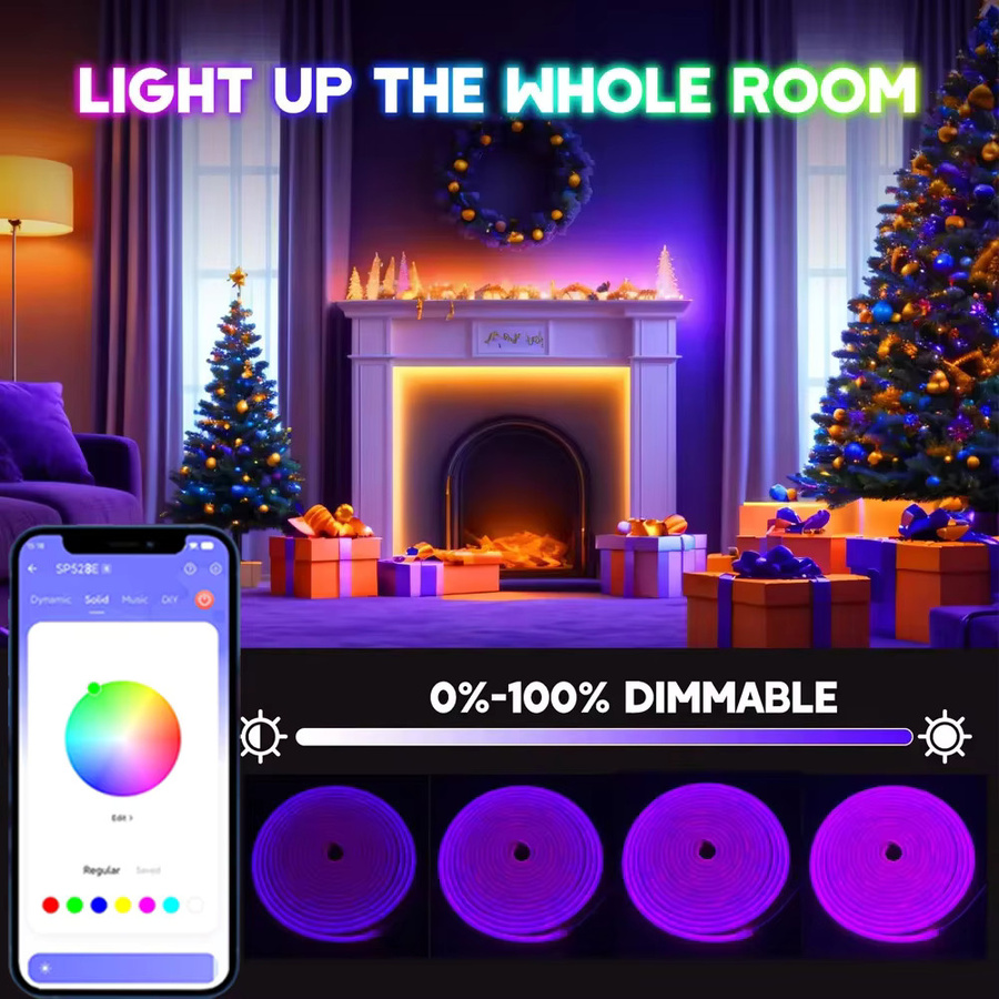 YSRSAI RGBIC Neon Flex LED Streifen mit WiFi Smart Controller und Musik-Sync, Multicolour Dreamcolor Chasing Light für Party und Schlafzimmer, 12V - Bild 2