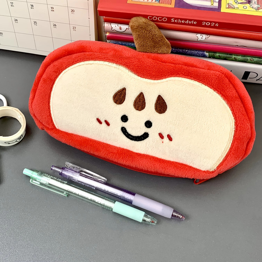Rotes Apple Federmäppchen als vielseitige Aufbewahrungstasche für Stifte und Make-up mit großem Fassungsvermögen - Bild 3