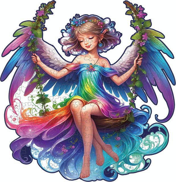 Elfenmädchen-Holzpuzzle, Tierform-Puzzle, ab 6 Jahren - Bild 1