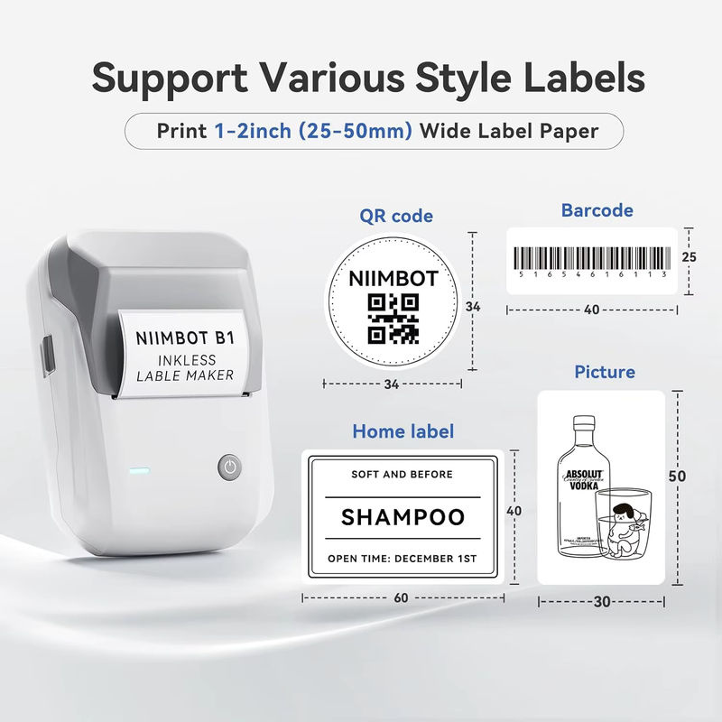 NIIMBOT B1 Tragbarer Bluetooth Thermodrucker mit selbstklebenden wasserfesten Etikettenrollen, 5,1 cm - Bild 3