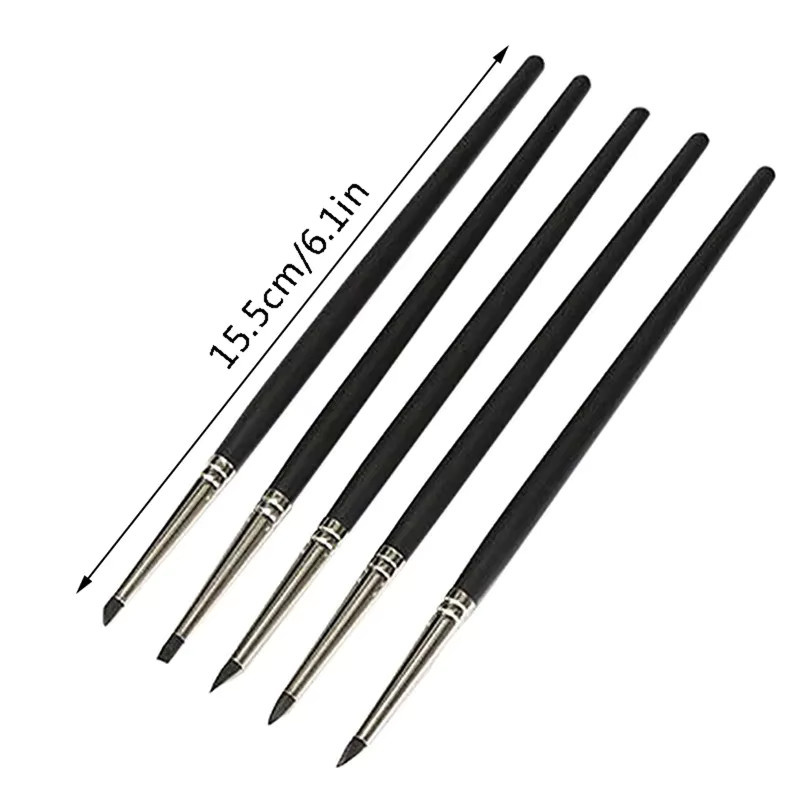 5er Set Silikon Modellierwerkzeuge für Ton, Keramik und Nail Art in Schwarz - Bild 2