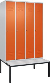 C+P Spind Classic PLUS Garderobenschrank mit Sitzbank, 4 Abteile, Lichtgrau, B/T/H: 212,0 x 120,0 x 81,5 cm - Bild 1