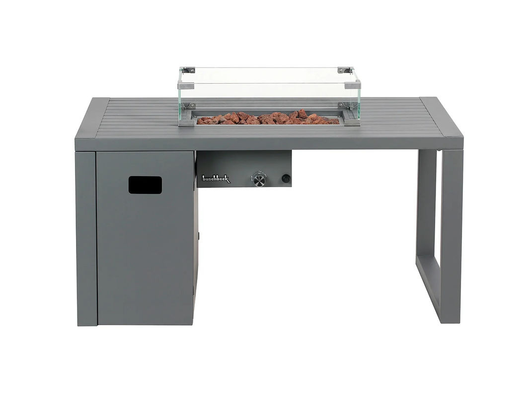 BUSCHBECK Loungetisch und Feuerstelle Lagos in Grau aus pulverbeschichtetem Stahl mit Sicherheitsglas, B/T/H: 115 x 75 x 58,5 cm - Bild 3