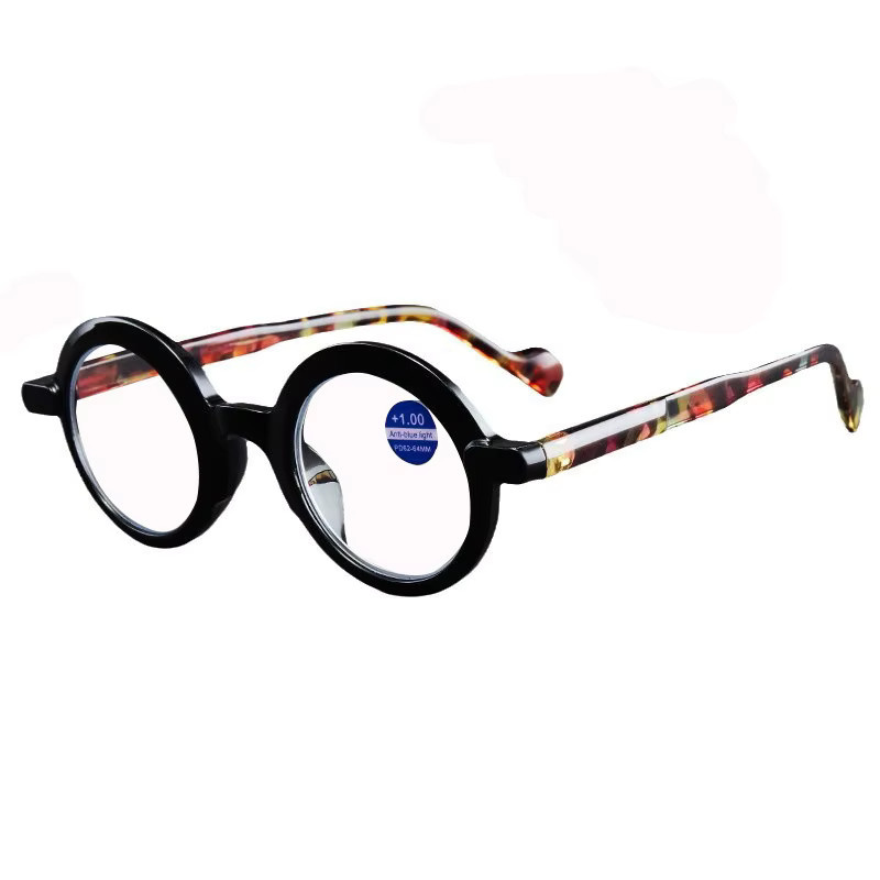 Lesebrille Blumen, rund, Vollrand, schwarz, Blaulichtfilter - Bild 3