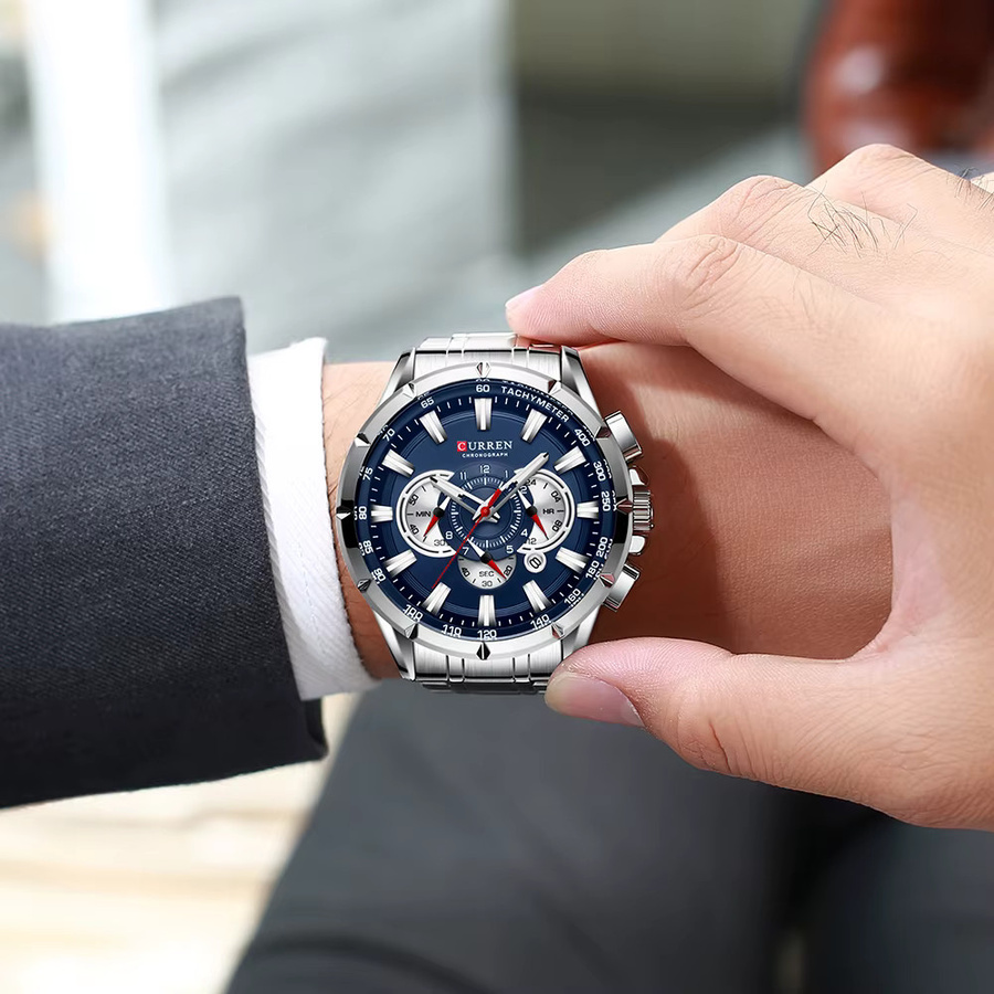 CURREN Chronograph, Quarzuhr, Edelstahlarmband, Herren, Silber - Bild 3