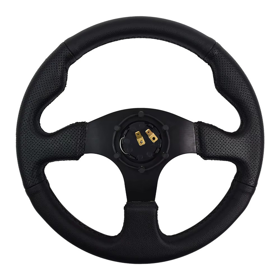 TIYPEOR Klassisches Drift-Simulationslenkrad aus schwarzem PVC-Leder, Durchmesser: 330 mm, Durchmesser: 40 mm - Bild 4