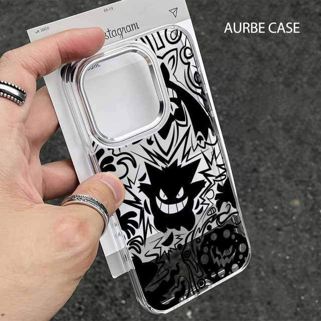 Aurbe Handyhülle Gengar P-Pokémon Transparent mit silbernem Linsenrahmen für iPhone 17 16 15 14 13 12 11 Pro Max und 16E - Bild 1