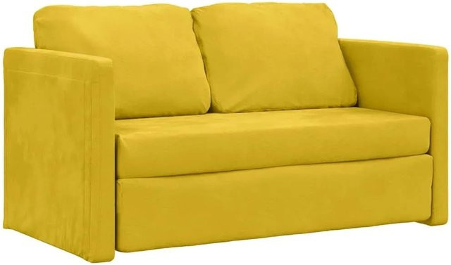 vidaXL Bodensofa mit Schlaffunktion in Dunkelgelb aus Samt mit Metallrahmen, B/T/H: 122 x 204 x 55 cm - Bild 1