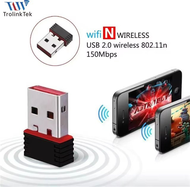 Trolinktek Mini-WLAN-Adapter USB-A, 150 Mbit/s, 2,4 GHz Single-Band Wi-Fi 4 Netzwerkkarte für PC und Desktop, Schwarz - Bild 1