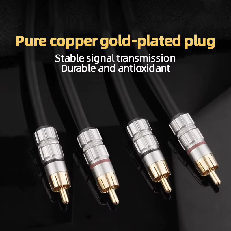 TODN HIFI RCA-Audiokabel mit hochreinem OFC-Leiter, 2RCA auf 2RCA Signal-Kabel für Verstärker, DAC und Lautsprecher, Schwarz - Bild 3