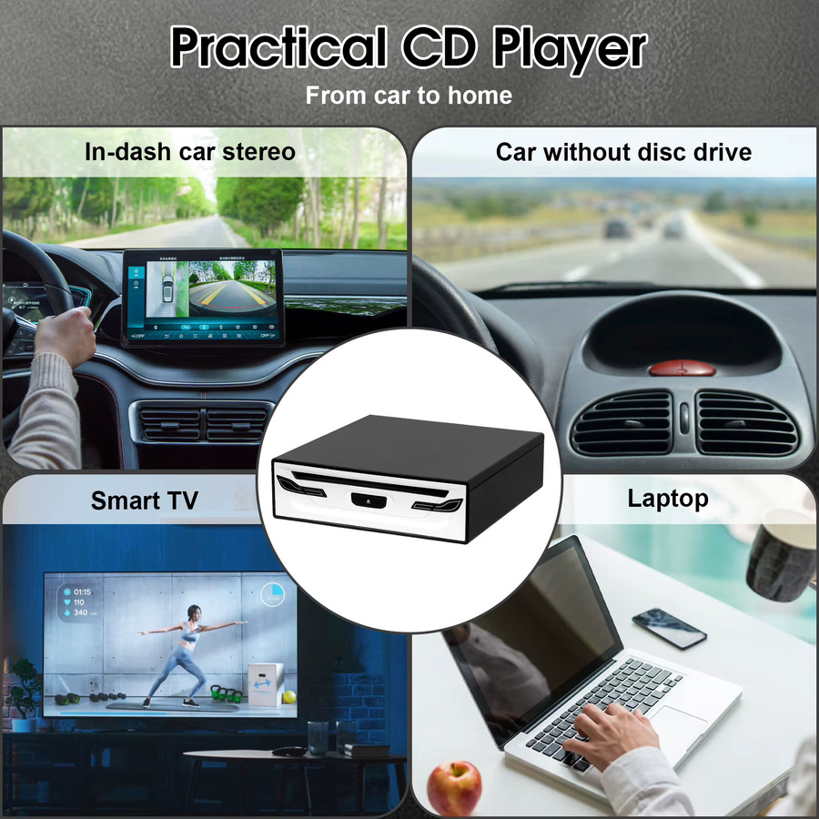 Rbefeuly Externes Blu-ray-Laufwerk Tragbares 3D BD-Combo Optisches Laufwerk CD DVD Brenner in Schwarz für Laptop und PC - Bild 4
