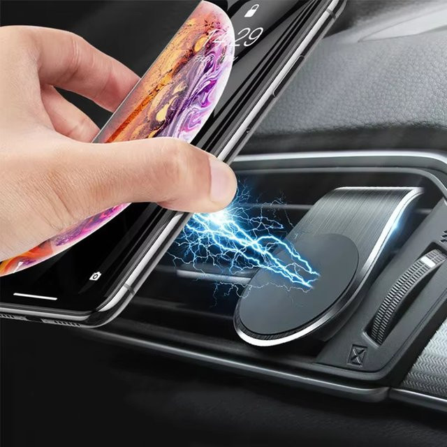 VORTNGLE Magnetische Auto-Handyhalterung für Lüftungsschlitze in Schwarz, universelle GPS-Halterung für iPhone, Samsung, Xiaomi, Realme und OPPO - Bild 1