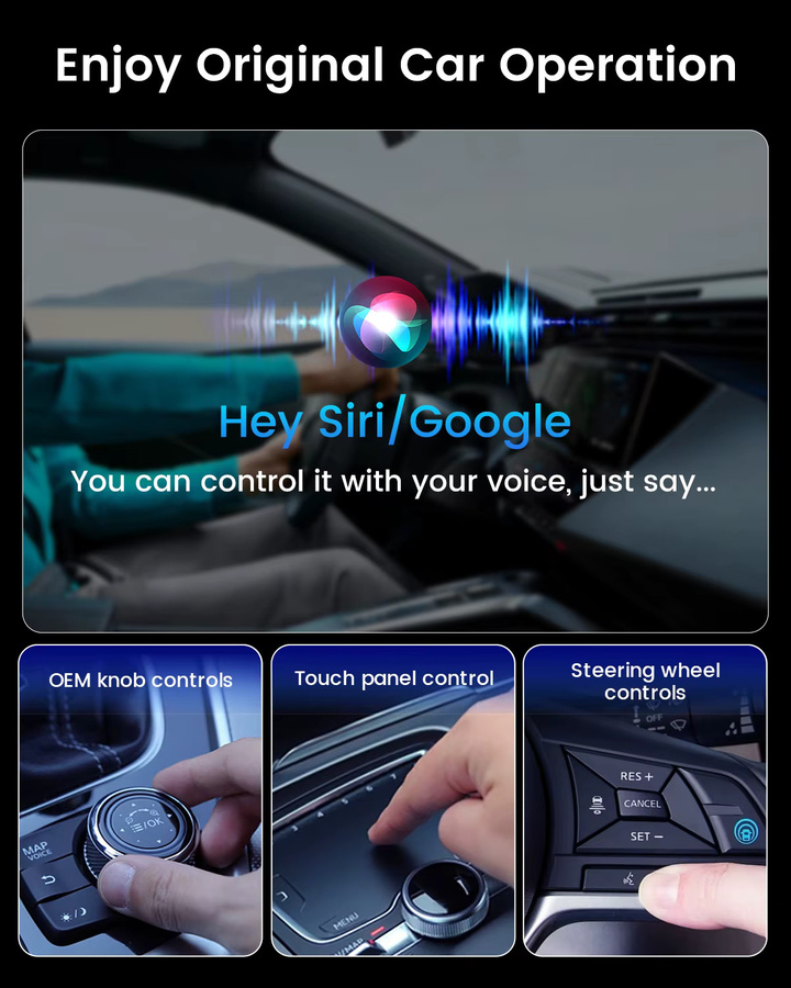 HEYINCAR 2-in-1 CarPlay Adapter und Android Auto Konverter für kabellose Verbindung via WLAN und Bluetooth, Schwarz - Bild 4