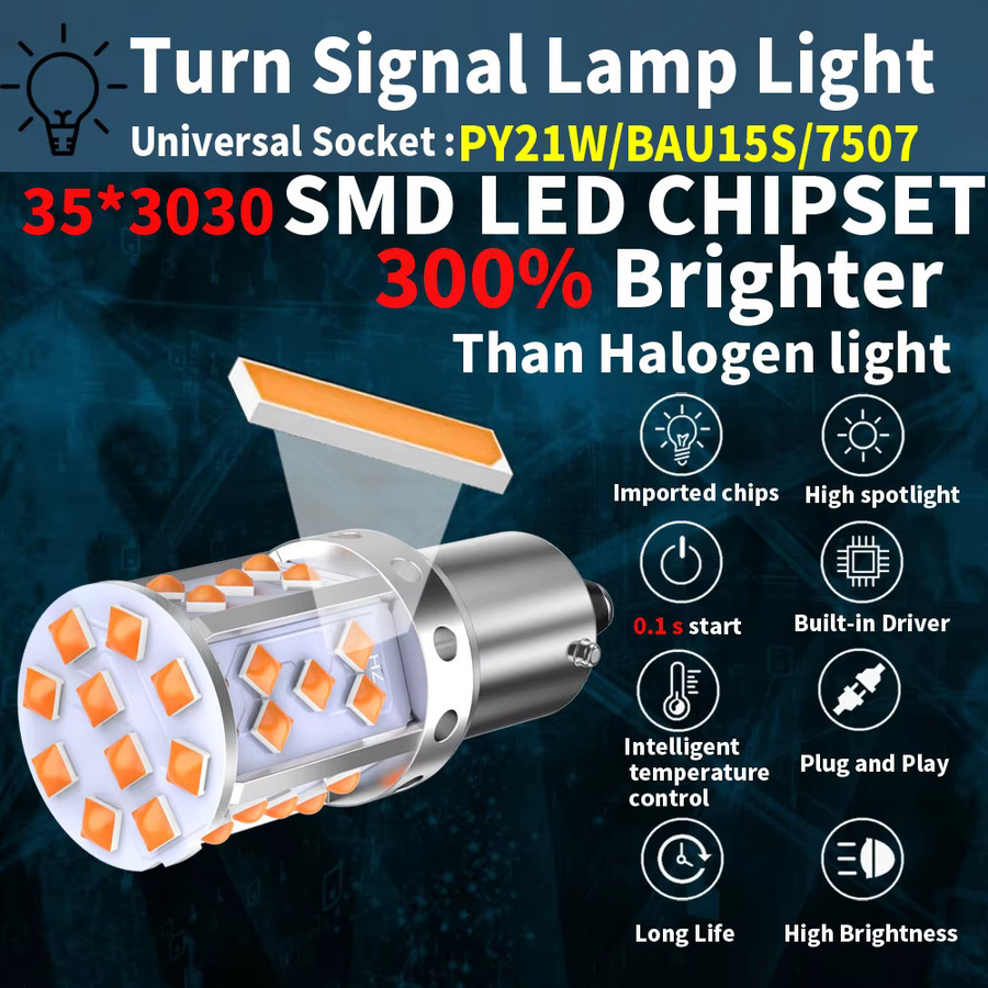Neallor LED Blinker Lampe Set in Orange Bernstein Gelb, 2 Stück, DC 12V, passend für PY21W BAU15S 7507 1156 BA15S P21W T20 7440 WY21W W21W 7440NA - Bild 3