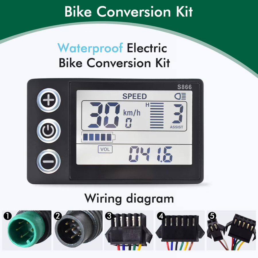 Mcezdy S866 LCD Display für Elektrofahrräder mit USB und UART, 5-Pin, Schwarz - Bild 2