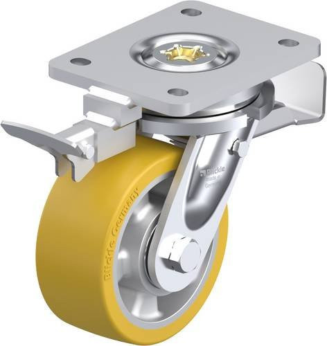 Blickle Lenkrolle mit Feststeller 743337 LO-ALTH 127K-ST-RI4, Rad-Durchmesser: 125 mm, Tragfähigkeit: 750 kg, Farbe: Silber - Bild 1