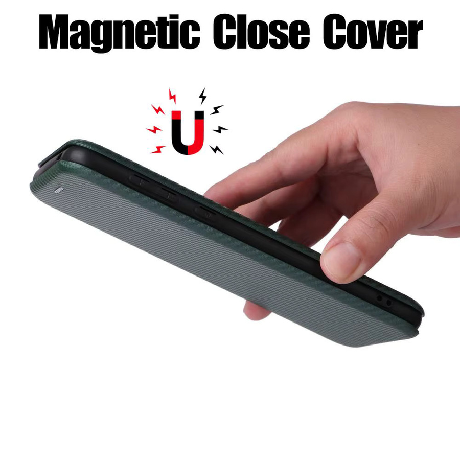 Motorola Flip-Cover Leder-Brieftasche mit magnetischem Verschluss im Carbon-Design für Moto G85 G84 G75 G74 G73 G55 G54 G53 G35 G34 G32 in Pink oder Grün - Bild 3
