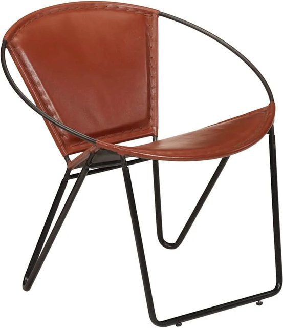 vidaXL Stuhl aus braunem Echtleder im Vintage-Look mit Metallgestell - Bild 1