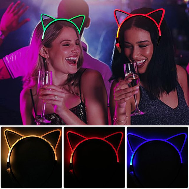 YEAHUI EL Katzenohren-Stirnband, LED, glänzend, Unisex - Bild 1
