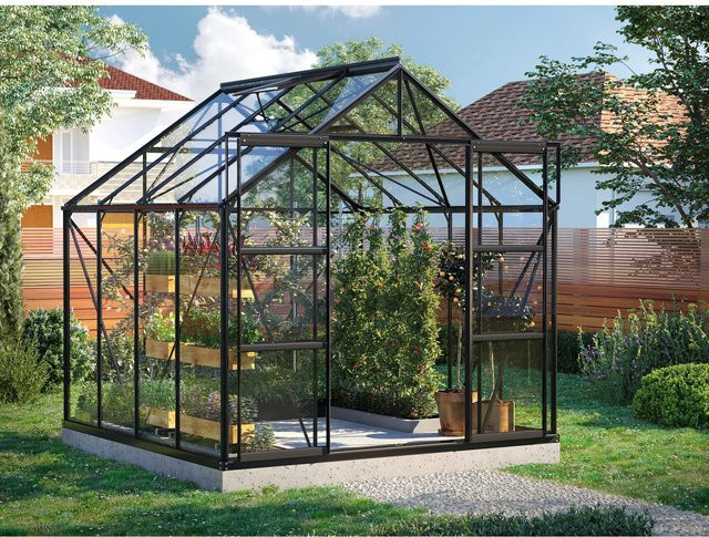 Vitavia Gewächshaus Uranus 6700 in Schwarz mit ESG-Sicherheitsglas und Doppelschiebetür, B: 257 cm, T: 258 cm, H: 248 cm - Bild 1