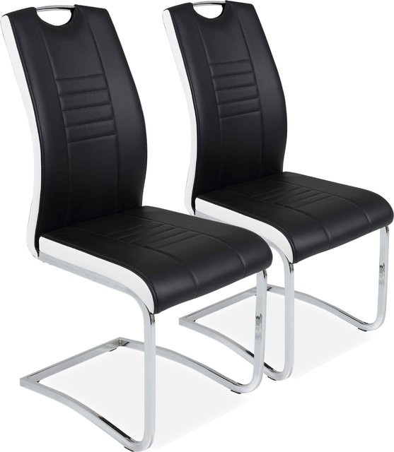 Freischwinger Tabea 2er Set von Hela in Schwarz und Weiß aus Kunstleder mit verchromtem Metallgestell B/H/T: 43 x 99 x 61 cm - Bild 1